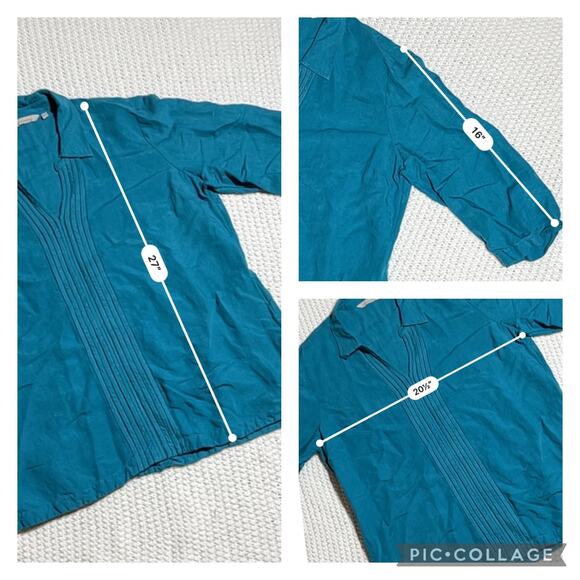 Soft Surroundings Camellia Pullover Tunic Linen Blend Teal Blue L - Picture 7 of 9